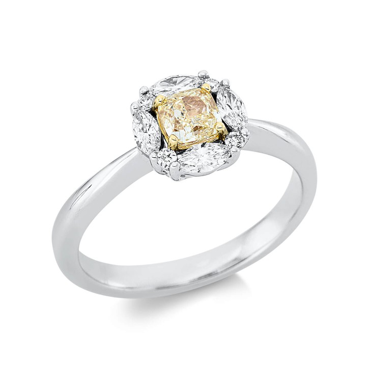 Ring aus 750 Gold gelb weiß 9 Diamanten 0.86ct