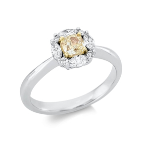 Ring aus 750 Gold gelb/weiß 9 Diamanten 0,86ct gelb B:8,3mm