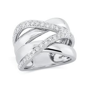 Ring aus 750 Gold Weißgold 36 Brillanten 0,74ct TW-SI B:13,7mm