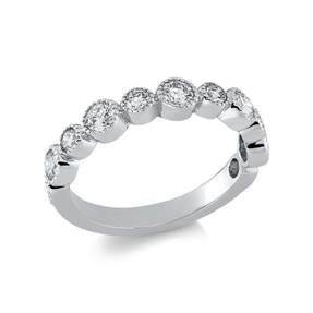 Ring aus 750 Weißgold 5 Brillanten 0,61ct W-SI 6 Brillanten 0,37ct W-SI B:4mm