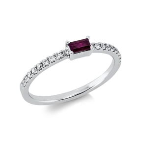Ring aus 750 Weißgold Rubin 0,19ct rot 18 Brillanten 0,16ct TW-SI B:3,1mm Ring aus 750 Weißgold Rubin 0,19ct rot 18 Brillanten 0,16ct TW-SI B:3,1mm
