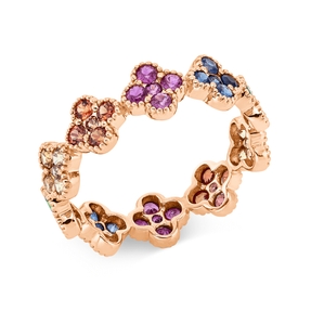 Ring aus 750 Gold Rotgold 50 Saphire 1,77ct mehrfarbig B:5,7mm