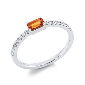 Ring aus 750 Weißgold Saphir 0,34ct orange 16 Brillanten 0,16ct TW-SI B:3mm