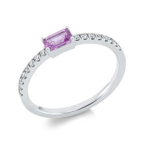 Ring aus 750 Weißgold Saphir 0,39ct pink 16 Brillanten 0,16ct TW-SI B:3mm
