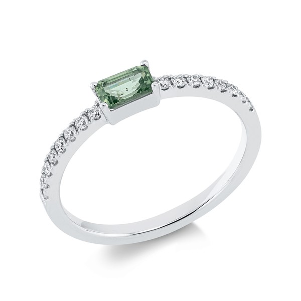 Ring aus 750 Weißgold Smaragd 16 Brillanten 0.16ct
