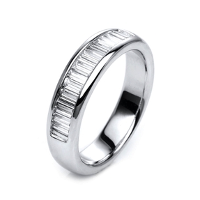 Halb-Memoire Ring 750 Weißgold 20 Diamanten Baguette-Schliff 0,63ct TW-VSI B:4,6mm Halb-Memoire Ring 750 Weißgold 20 Diamanten Baguette-Schliff 0,63ct TW-VSI B:4,6mm