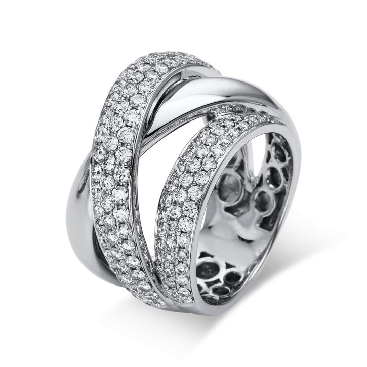 Pavé Ring aus 750 Weißgold 122 Brillanten 1.67ct