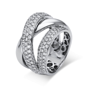 Pavé Ring breit aus 750 Weißgold 122 Brillanten 1,67ct TW-VSI B:16,3mm