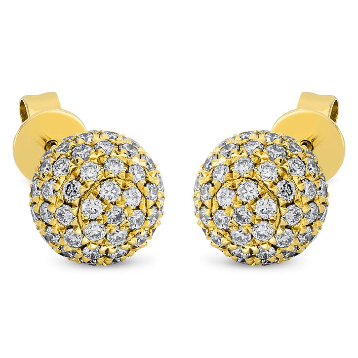 Pavé Ohrstecker aus 750 Gelbgold 128 Brillanten 0.93ct