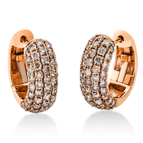 Pavé Creolen aus 750 Gold Rotgold 98 Brillanten 1,9ct braun 16,2x6,4mm Pavé Creolen aus 750 Gold Rotgold 98 Brillanten 1,9ct braun 16,2x6,4mm