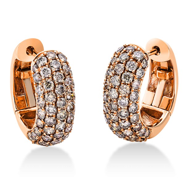 Pavé Creolen aus 750 Rotgold 98 Brillanten 1.9ct