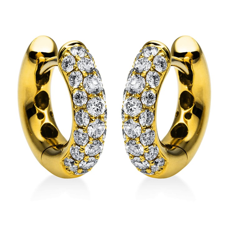 Pavé Creolen aus 750 Gelbgold 44 Brillanten 0.58ct