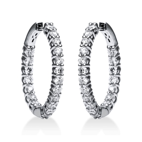 Creolen aus 750 Gold Weißgold 38 Brillanten 3,33ct TW-SI 28,6x2,8mm