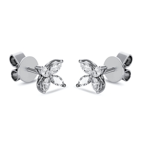 Ohrstecker aus 750 Weißgold 8 Diamanten Navette-Schliff 0,49ct TW-VSI 6,3x6,3mm