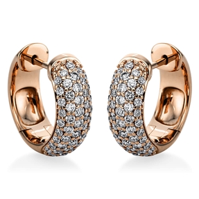 Pavé Creolen aus 750 Gold Rotgold 98 Brillanten 0,97ct TW-SI 16,3x5,2mm Pavé Creolen aus 750 Gold Rotgold 98 Brillanten 0,97ct TW-SI 16,3x5,2mm