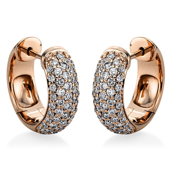 Pavé Creolen aus 750 Rotgold 98 Brillanten 0.97ct