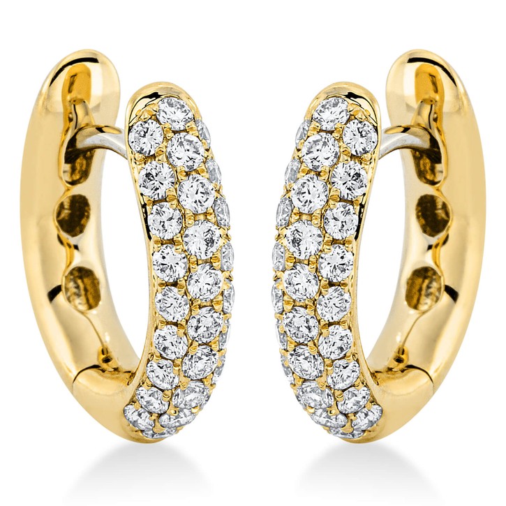 Pavé Creolen aus 750 Gelbgold 56 Brillanten 0.56ct