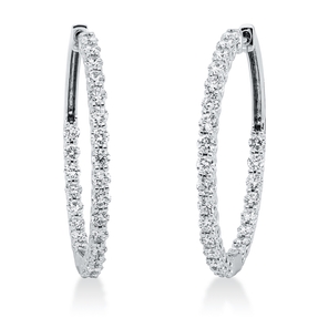 Creolen aus 750 Gold Weißgold 50 Brillanten 1,97ct TW-SI 30,9x2mm