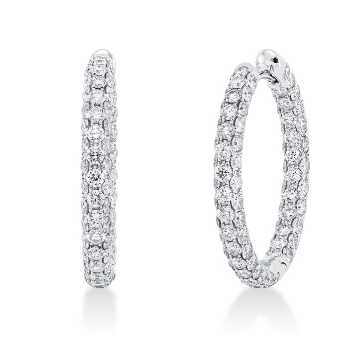 Pavé Creolen aus 750 Weißgold 166 Brillanten 3.65ct