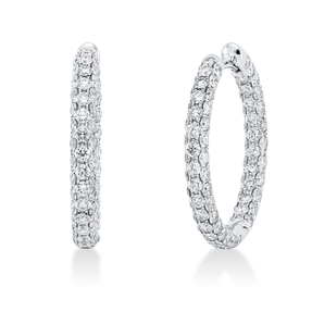 Pavé Creolen aus 750 Weißgold 166 Brillanten 3,65ct TW-VSI 25,3x3mm