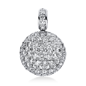 Pavé Anhänger aus 750 Gold Weißgold 61 Brillanten 1,39ct TW-VSI Ø15mm Pavé Anhänger aus 750 Gold Weißgold 61 Brillanten 1,39ct TW-VSI Ø15mm