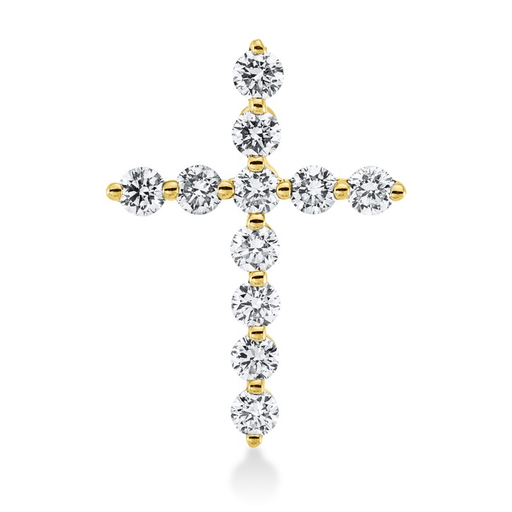 Anhänger Kreuz aus 750 Gelbgold 11 Brillanten 0.44ct