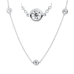 Collier aus 750 Gold Weißgold 10 Brillanten 1,85ct TW-VSI/SI L:60cm Zarge