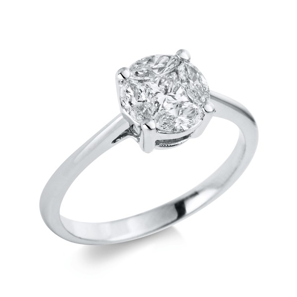 Ring aus 750 Weißgold 5 Diamanten 0.59ct