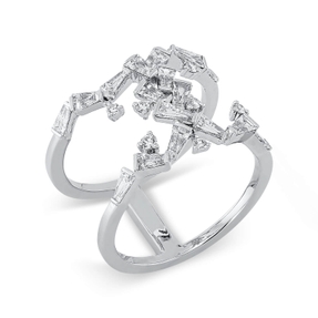 Ring breit aus 750 Gold Weißgold 24 Diamanten 0,9ct TW-SI B:14,5mm