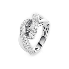 Ring aus 750 Gold Weißgold 70 Brillanten 1,12ct TW-VSI B:11mm