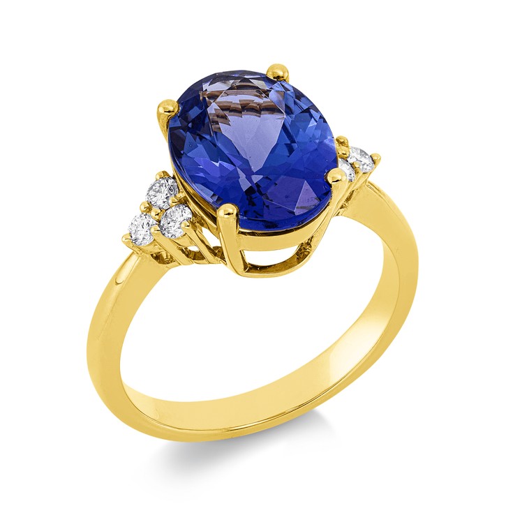 Ring aus 750 Gelbgold Tansanit 6 Brillanten 0.21ct