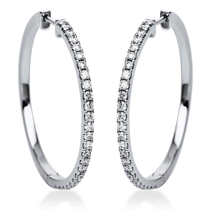 Creolen aus 750 Weißgold 50 Brillanten 0.7ct