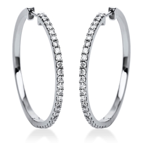 Creolen aus 750 Gold Weißgold 50 Brillanten 0,7ct TW-SI 30x1,8mm