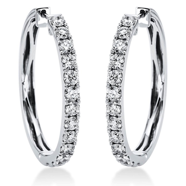 Creolen aus 750 Weißgold 26 Brillanten 1.86ct