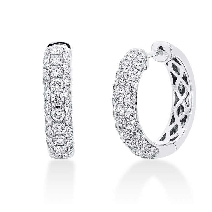 Pavé Creolen aus 750 Weißgold 56 Brillanten 2.08ct