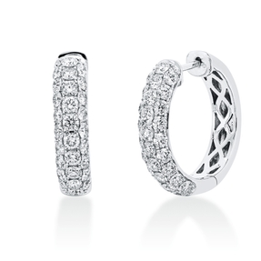 Pavé Creolen aus 750 Gold Weißgold 56 Diamanten 2,08ct TW-SI 20,5x4,6mm