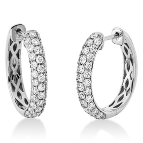 Pavé Creolen aus 750 Weißgold 68 Brillanten 1,09ct TW-SI 19,5x3,6mm