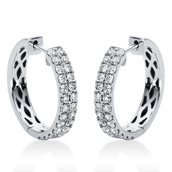 Pavé Creolen aus 750 Weißgold 48 Brillanten 1.06ct