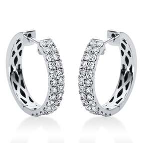 Pavé Creolen aus 750 Gold Weißgold 48 Brillanten 1,06ct TW-SI 19x3,8mm