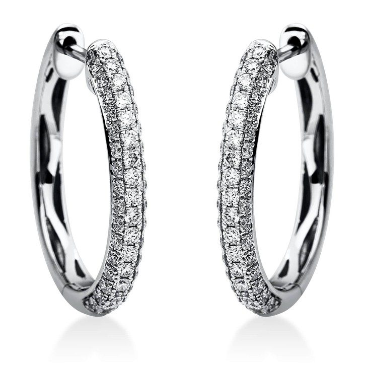 Creolen aus 750 Weißgold 98 Brillanten 0.6ct