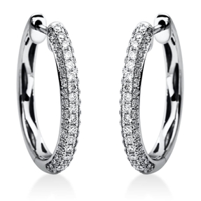 Creolen aus 750 Gold Weißgold 98 Brillanten 0,6ct TW-SI 19,4x2,3mm