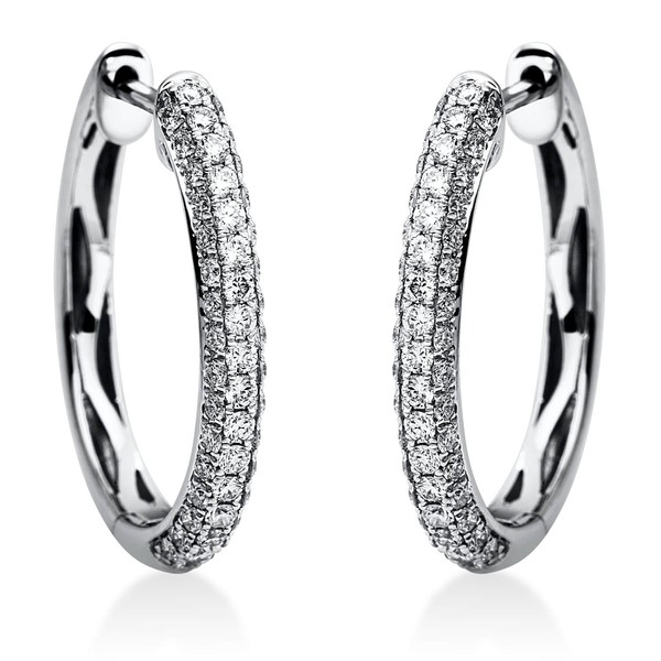 Creolen aus 750 Weißgold 98 Brillanten 0.6ct