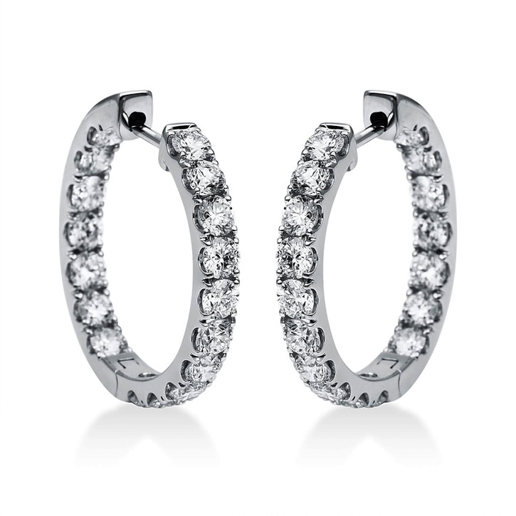 Creolen aus 750 Weißgold 34 Brillanten 4.09ct