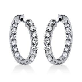 Creolen aus 750 Gold Weißgold 34 Brillanten 4,09ct TW-SI 24,2x3,2mm