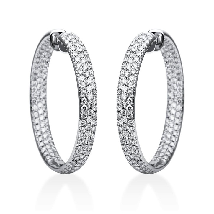 Pavé Creolen aus 750 Weißgold 318 Brillanten 7.8ct