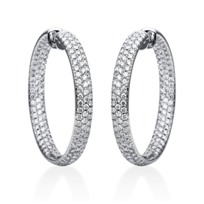 Pavé Creolen aus 750 Gold Weißgold 318 Brillanten 7,8ct TW-SI 44x5,8mm