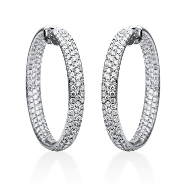 Pavé Creolen aus 750 Weißgold 318 Brillanten 7.8ct