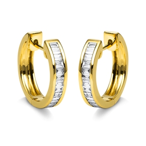 Creolen aus 750 Gelbgold 22 Diamanten Baguette-Schliff 0,43ct TW-SI 13,1x3,7mm