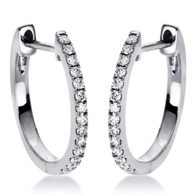 Creolen aus 750 Gold Weißgold 28 Brillanten 0,14ct TW-SI 13,4x1,2mm