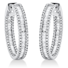 Creolen aus 750 Gold Weißgold 268 Diamanten 2,04ct TW-SI 25,7x4,4mm